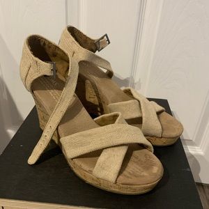 Toms Cork Wedge Sandals